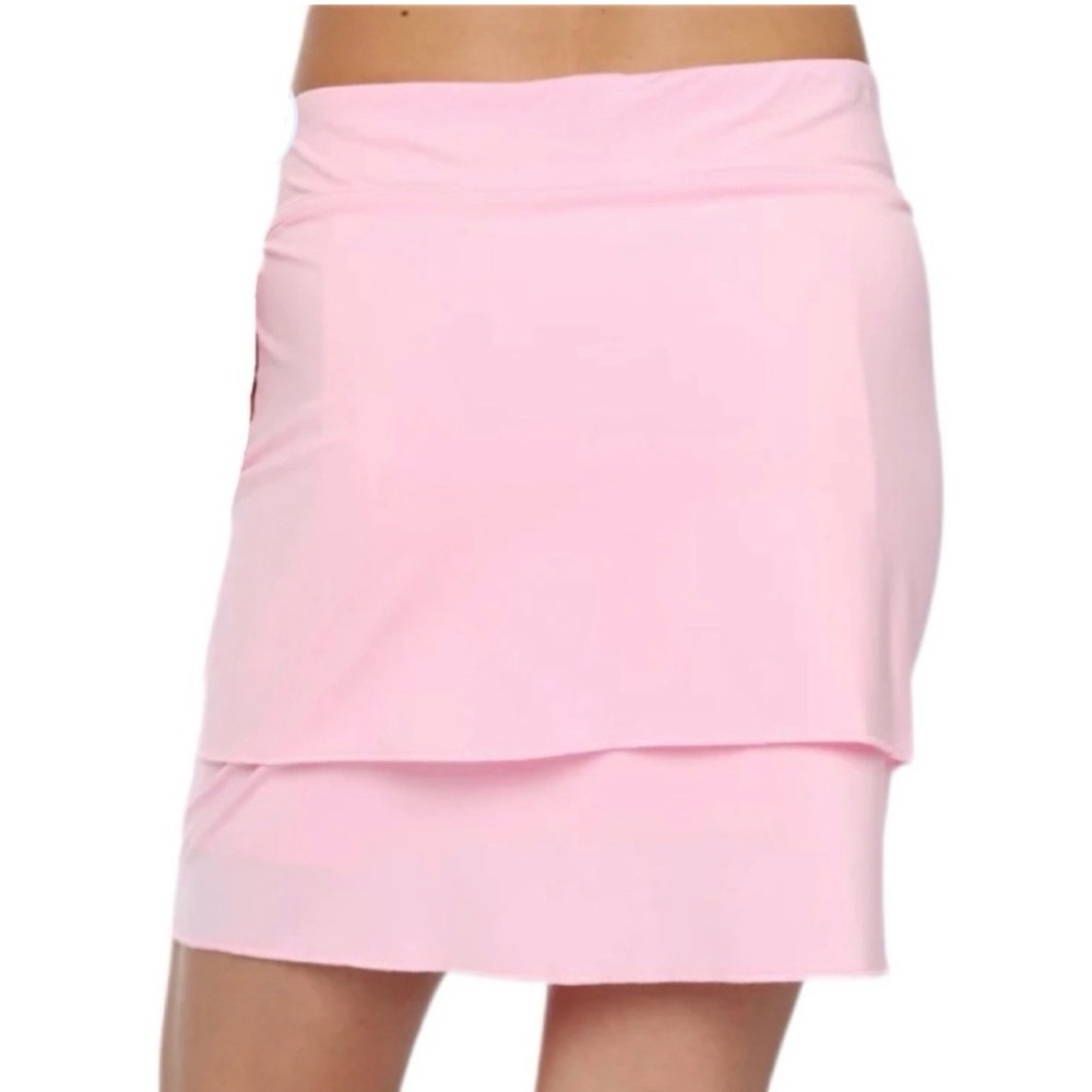 Belyn Key Tin Cup Tiered Tennis/Pickleball/Golf Skort 16” Petal Pink NWT